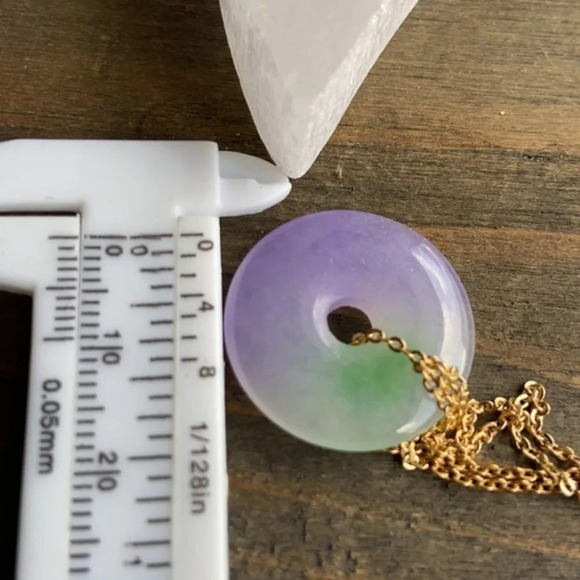 Rainbow jade vermeil gold donut necklace colorful - Picture 2 of 5